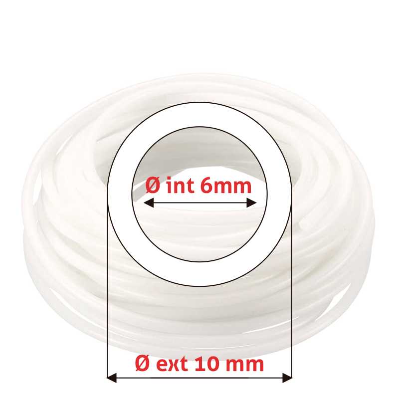 Manguera de silicón Øe 10 mm x Øi 6 mm translúcida atoxica