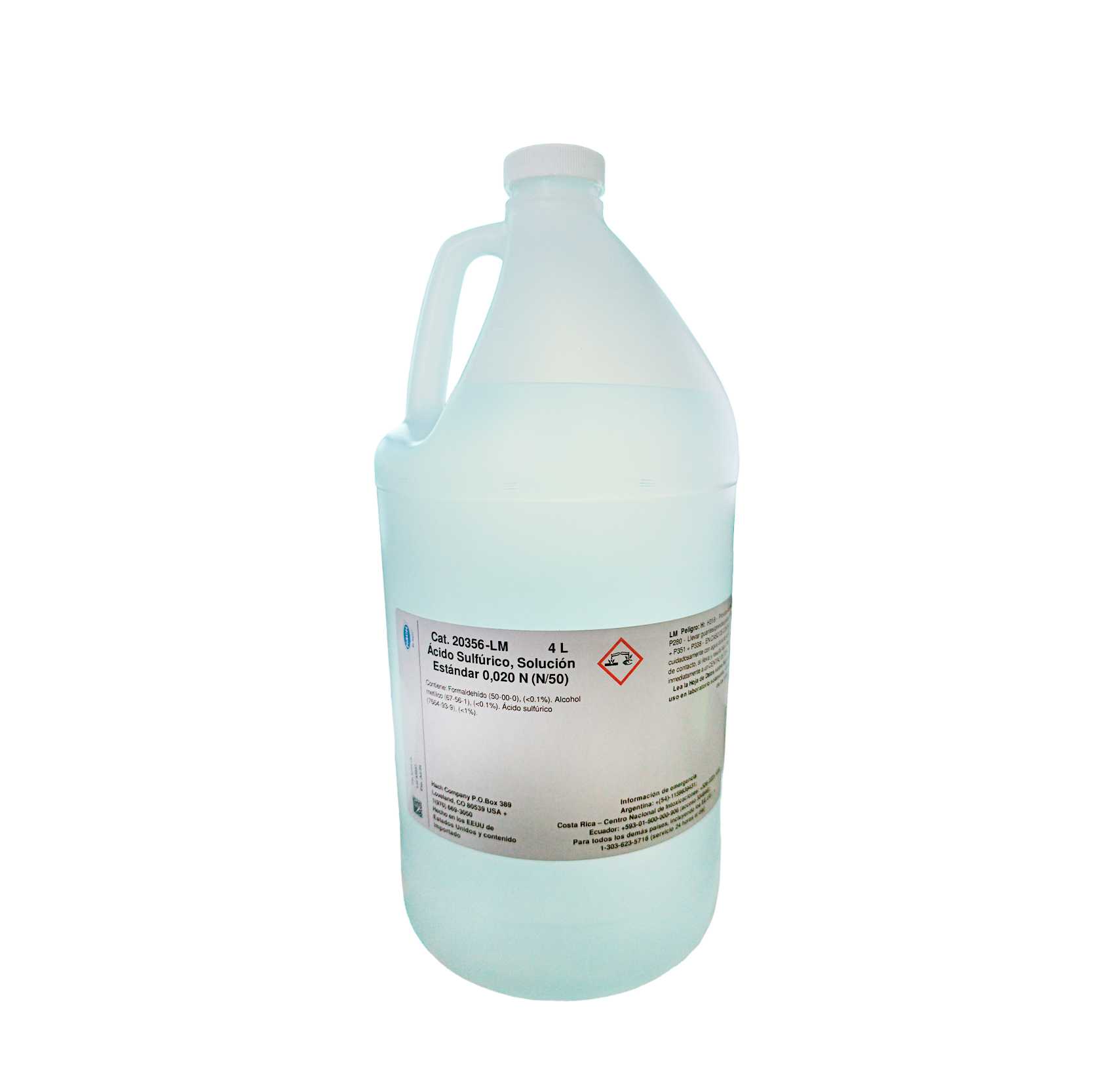 Solución estándar de ácido sulfúrico, 0,020 N (N/50), 4 L