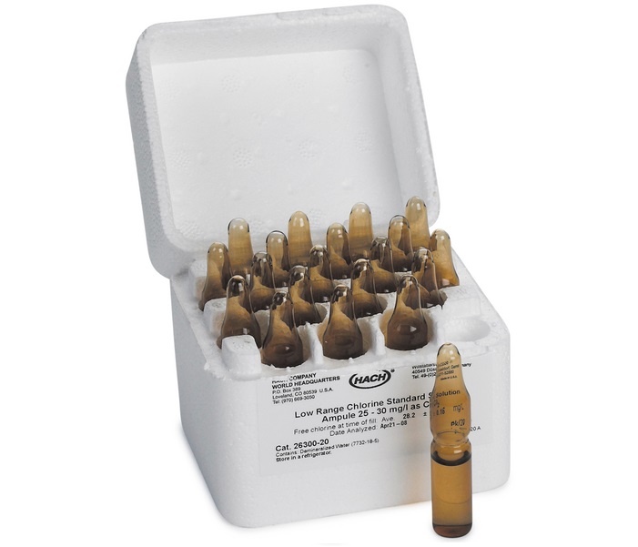 Estándar de cloro, 50-75mg/l como cl2, pk/20 ampollas (nist)