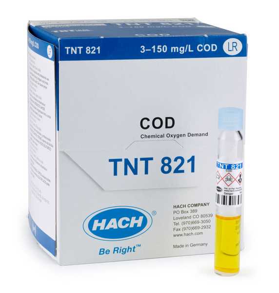 Prueba de vial TNTplus de demanda química de oxígeno (COD), LR (3-150 mg/L COD) pk/25