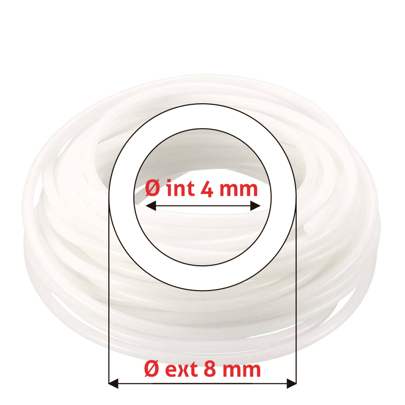 Manguera de silicón Øe 8 mm x Øi 4 mm translúcida atóxica
