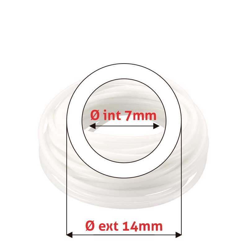 Manguera de silicón Øe 14 mm x Øi 7 mm translúcida atóxica