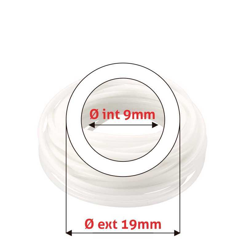 Manguera de silicón Øe 19 mm x Øi 9 mm translúcida atóxica