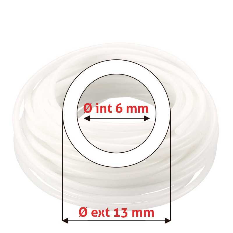 Manguera de silicón Øe 13 mm x Øi 6 mm translúcida atóxica